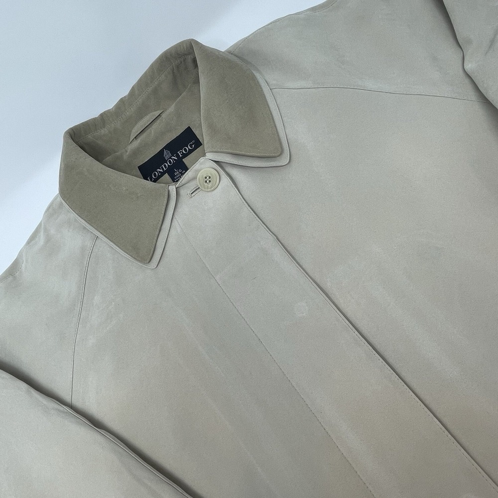 London Fog‎ Womens Barn Chore Coat Jacket Faux Suede Tan Brown Collar Pockets L